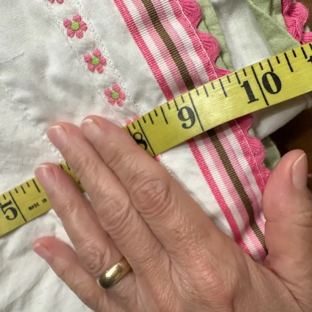 Pottery Barn Kids Pink Ribbon Floral Crib Bed Skirt Dust